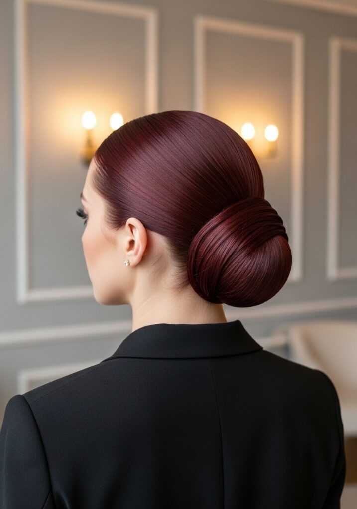 Cherry Red Sleek Bun
