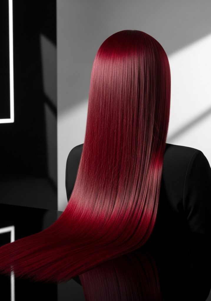 Crimson Silk Straight hair color
