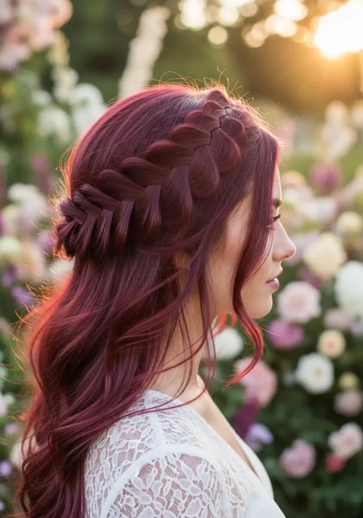 Burgundy Braided Crown