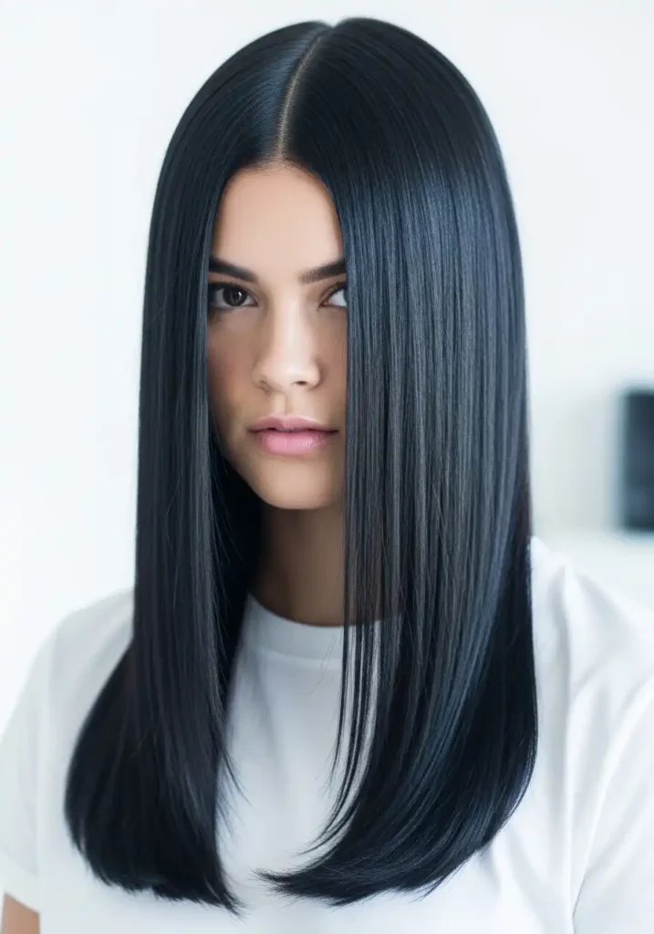 Sleek Middle Part Down
