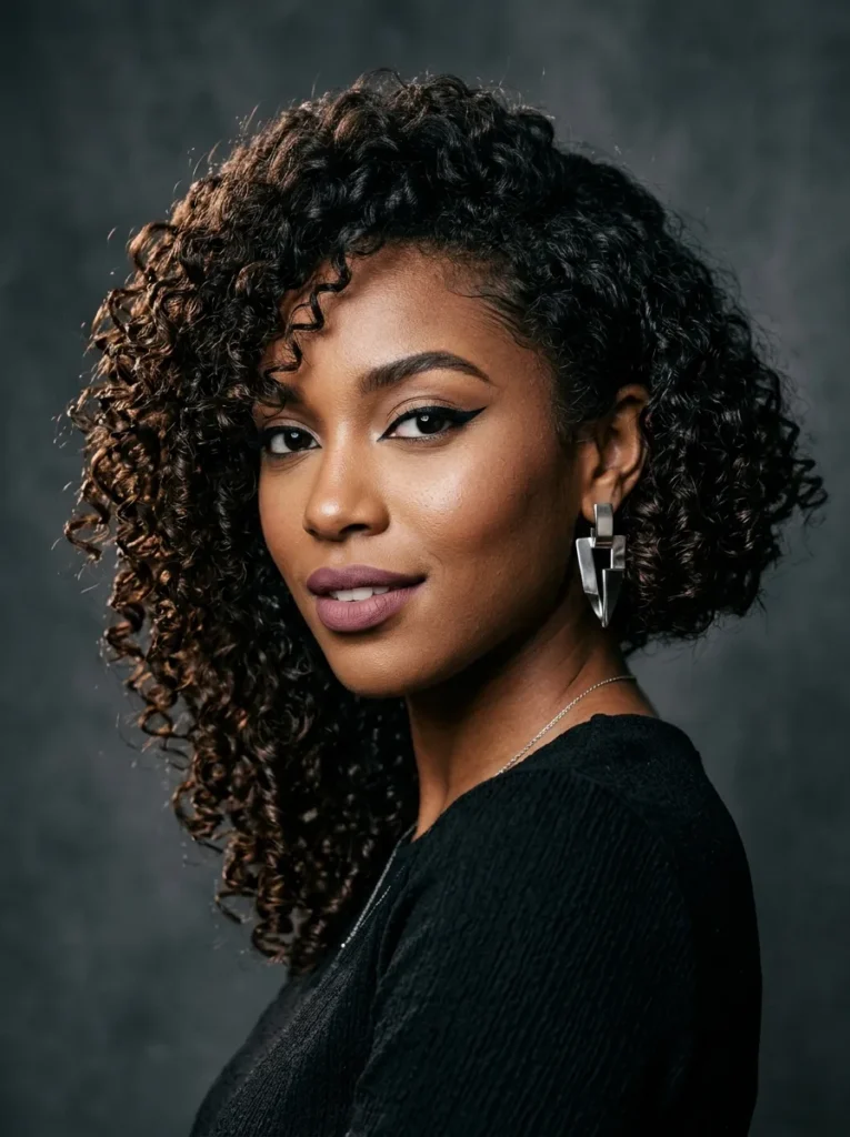Asymmetric Curly Bob