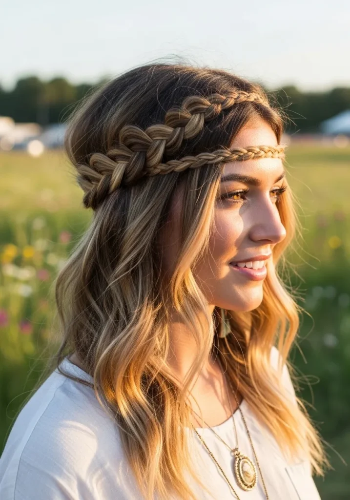 Braided Headband with Loose Waves