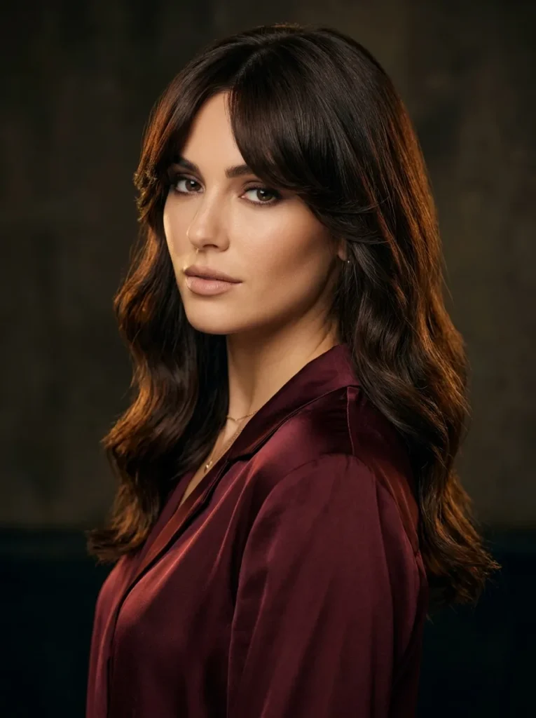 Brunette Curtain Bangs