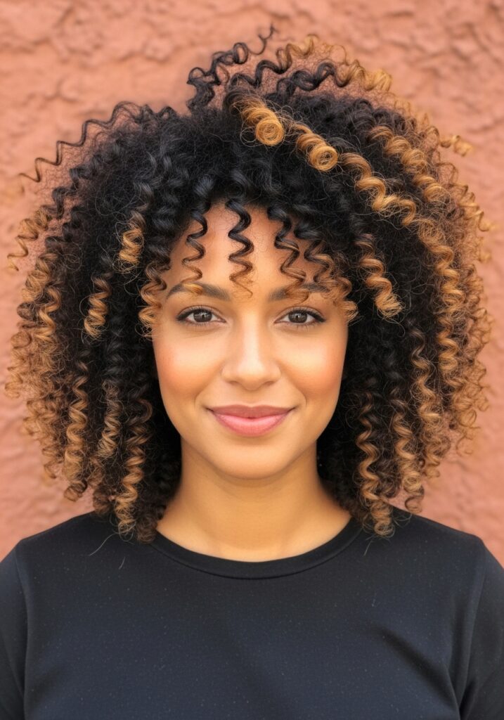 Caramel Highlights on Curls