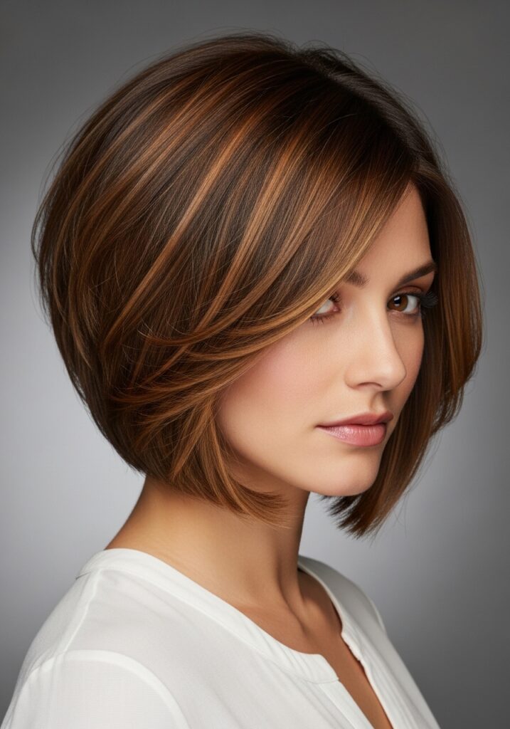 Caramel Highlights on a Bob