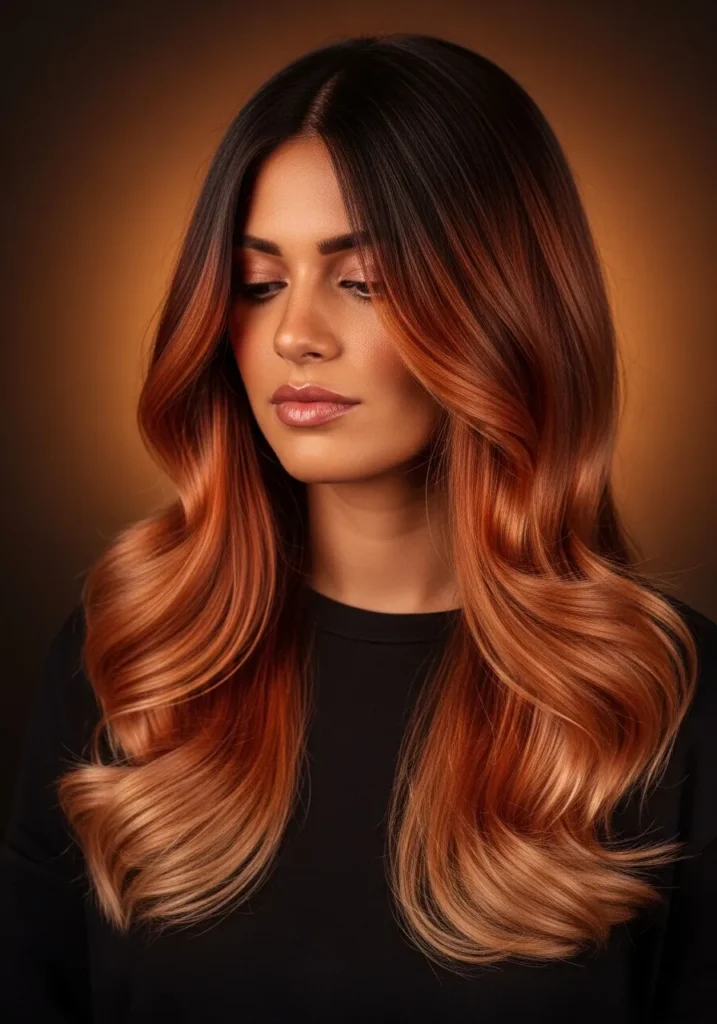 Copper-Kissed Blonde Balayage