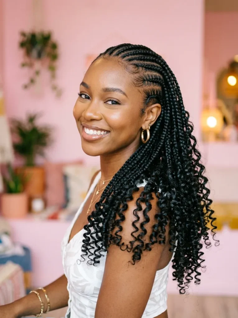 Cornrows With Curly Ends