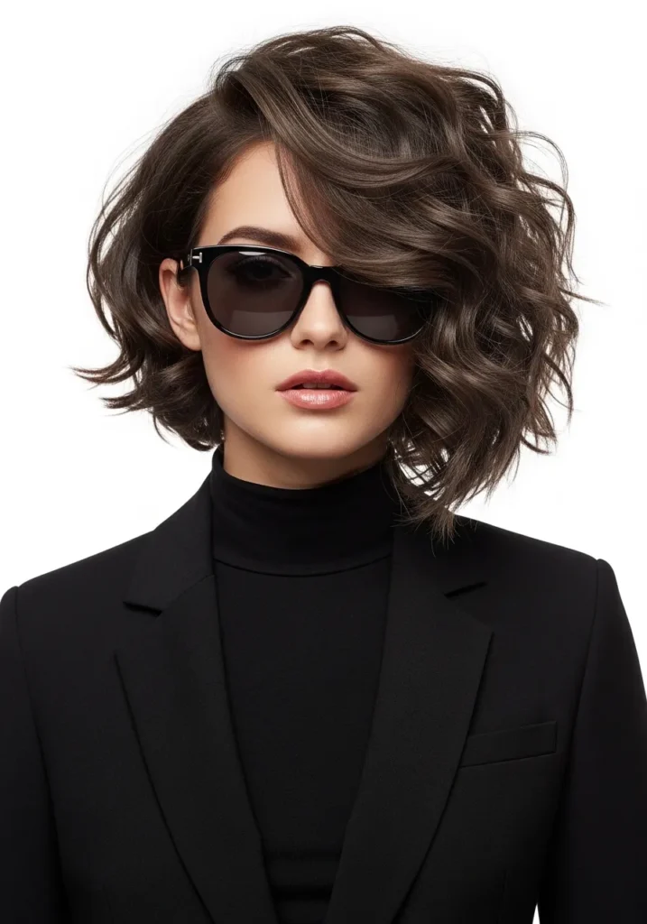 Curly Asymmetrical Bob