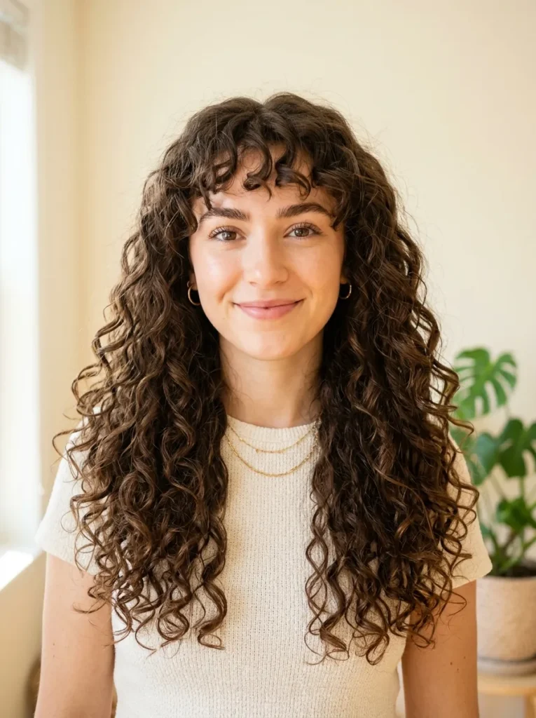 Curly Bangs Look