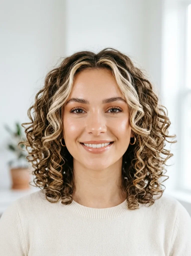 Curly Bob With Highlights