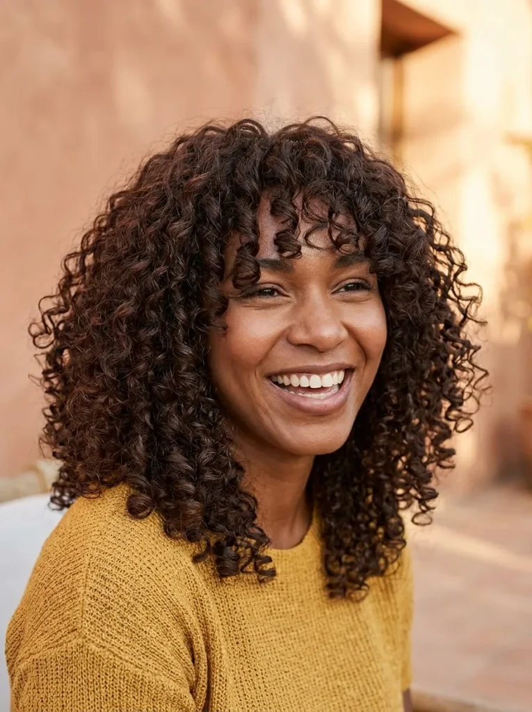 Curly Curtain Bangs