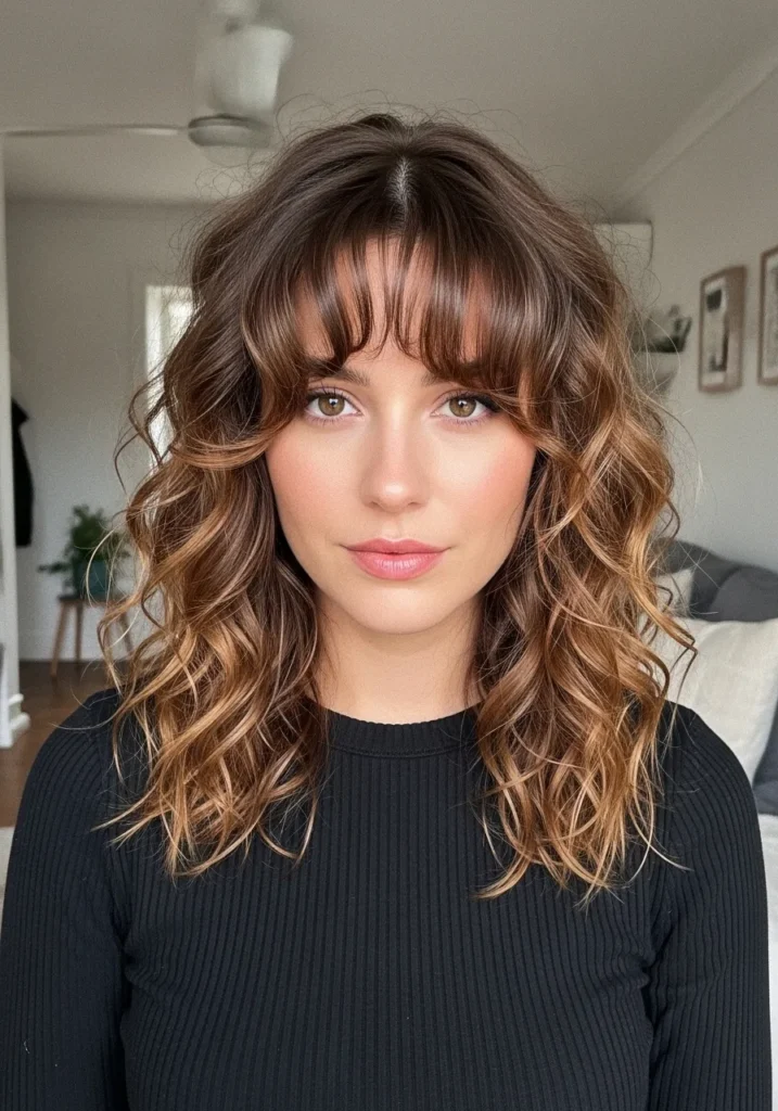 Curly Curtain Bangs