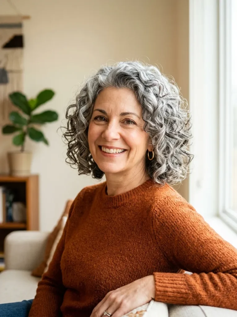 Curly Silver Bob