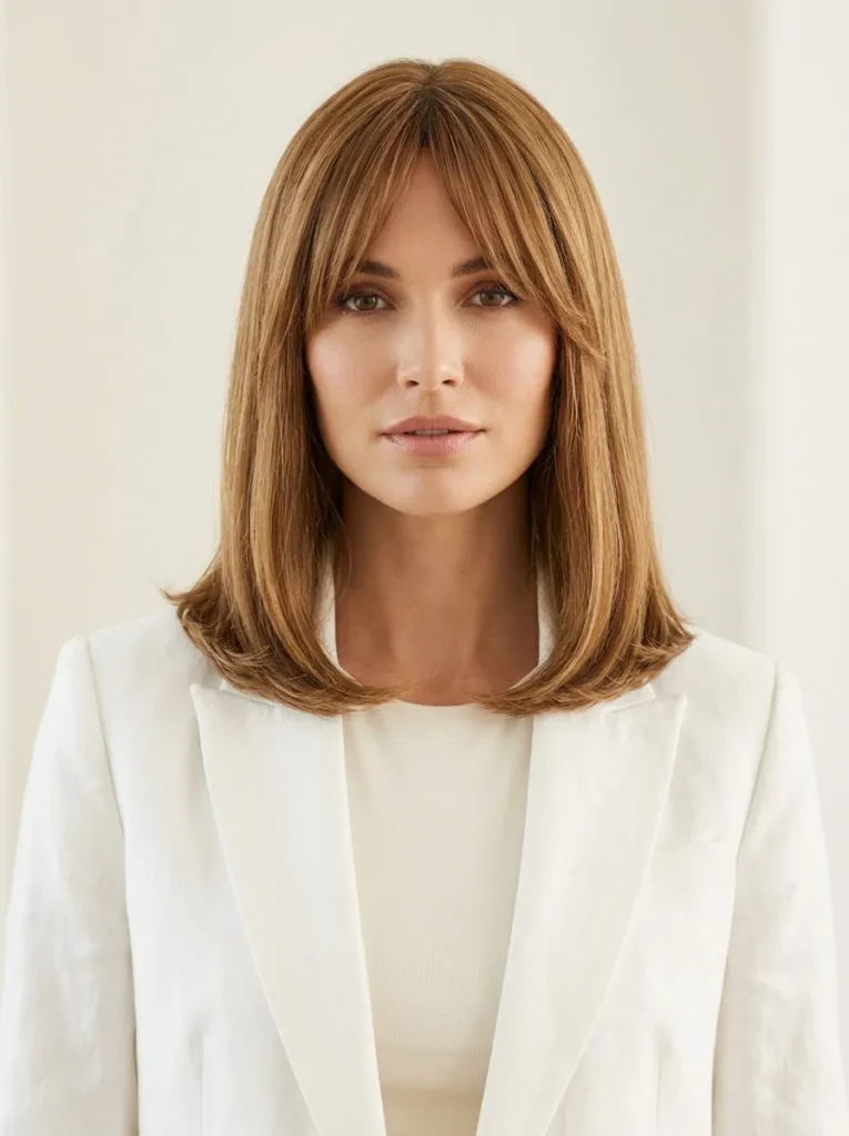 Curtain Bangs with a Lob