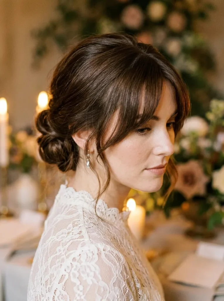 Curtain Bangs with an Updo