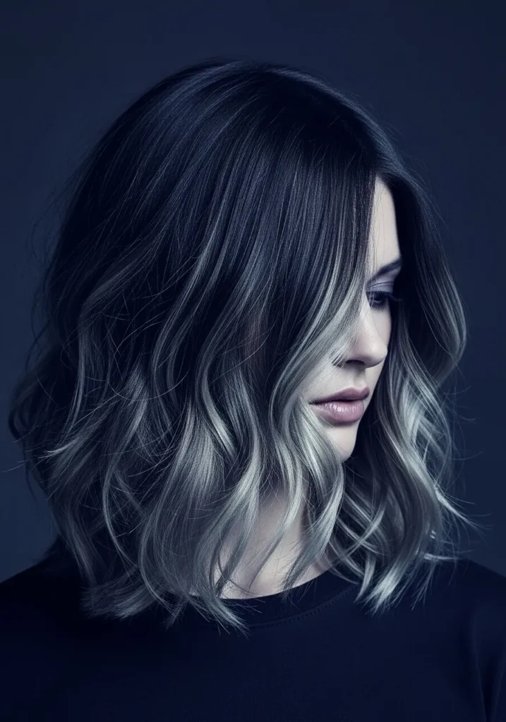 Dark Summer Balayage with Cool Blonde Accents