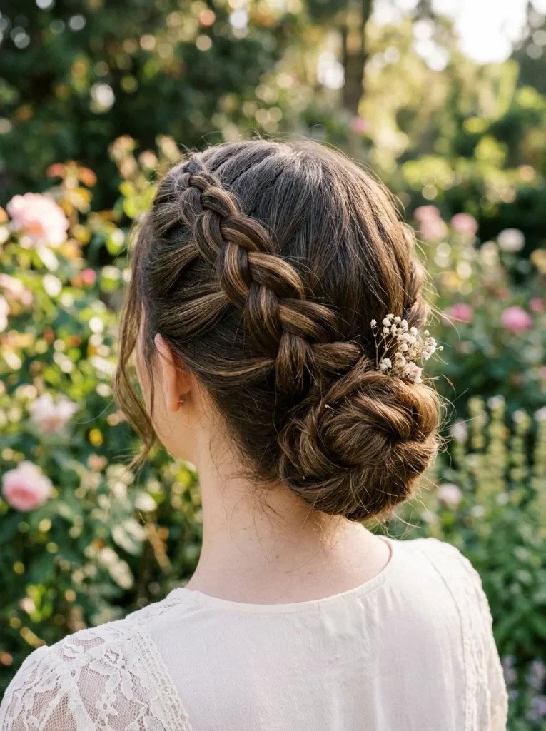 Dutch Braid into Bun