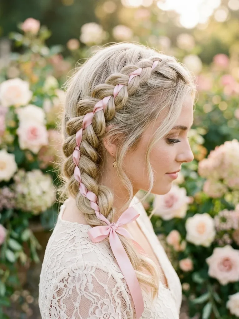 Dutch Braid with Ribbon
