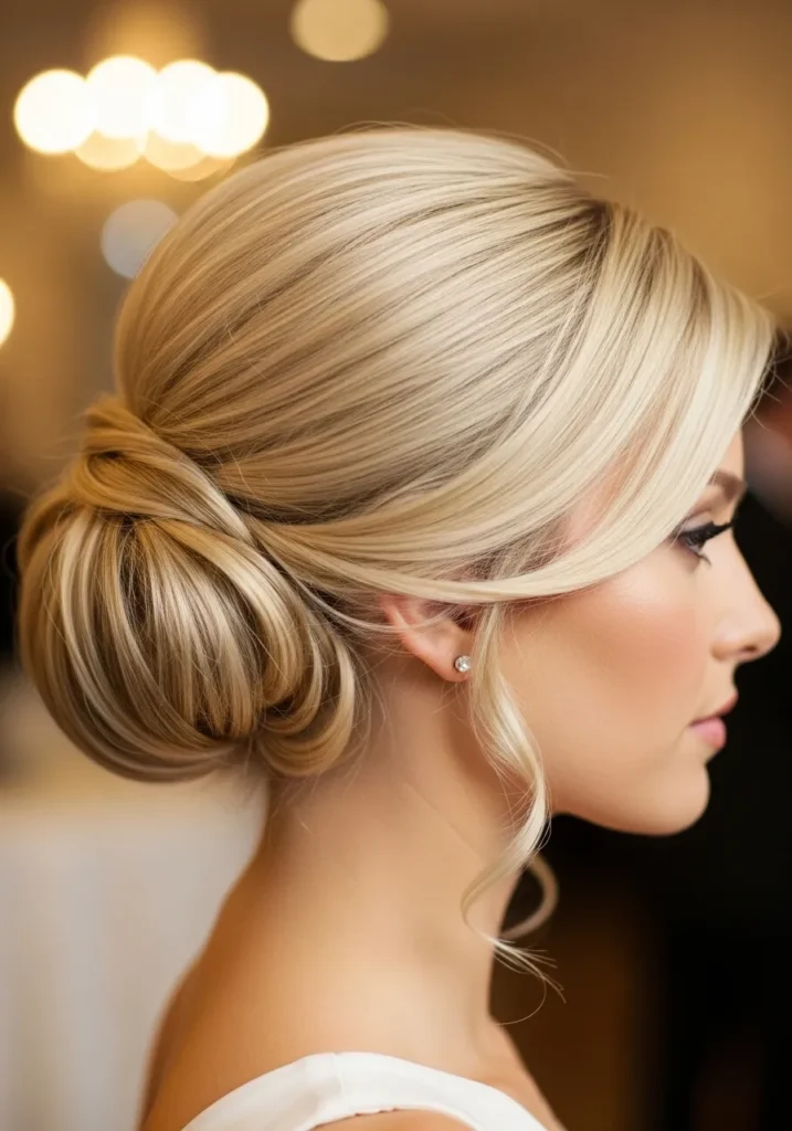 Glossy Butter Blonde Prom Updo