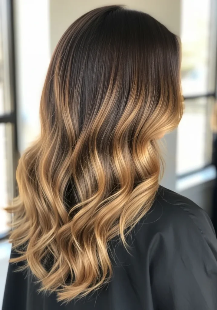 Honey Blonde Balayage on Dark Brown Hair