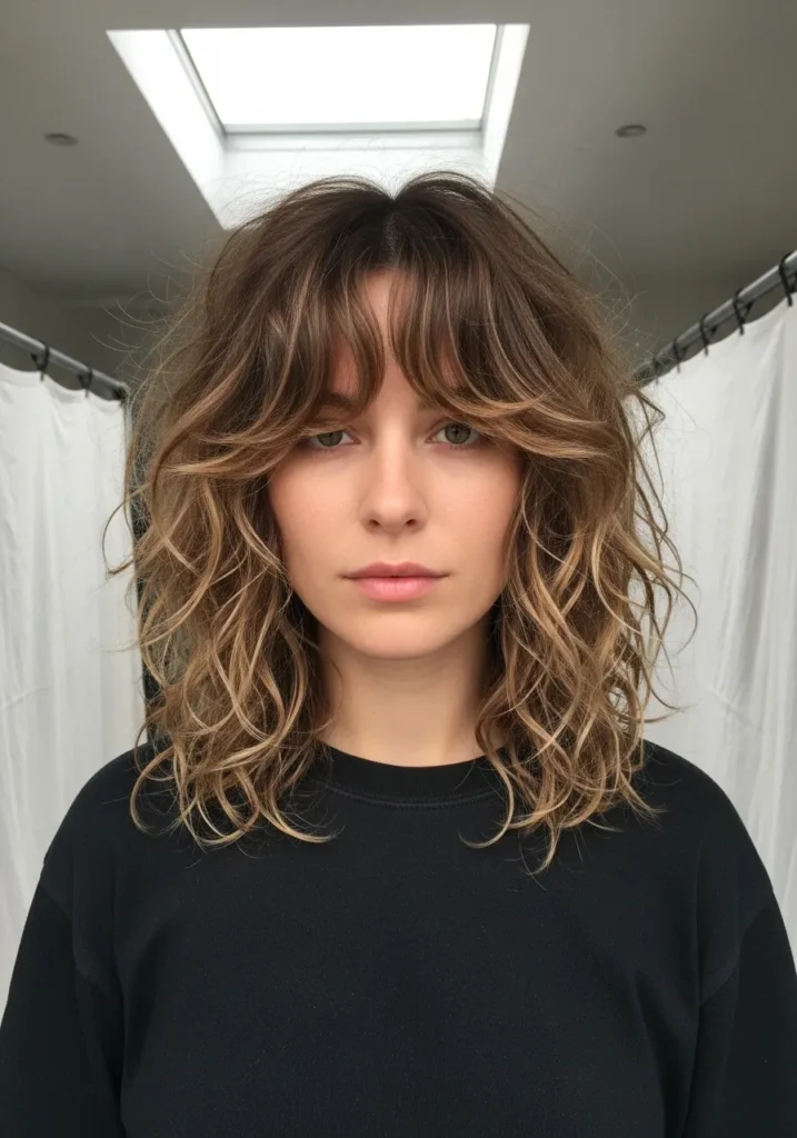 Loose Curly Shag With Bangs