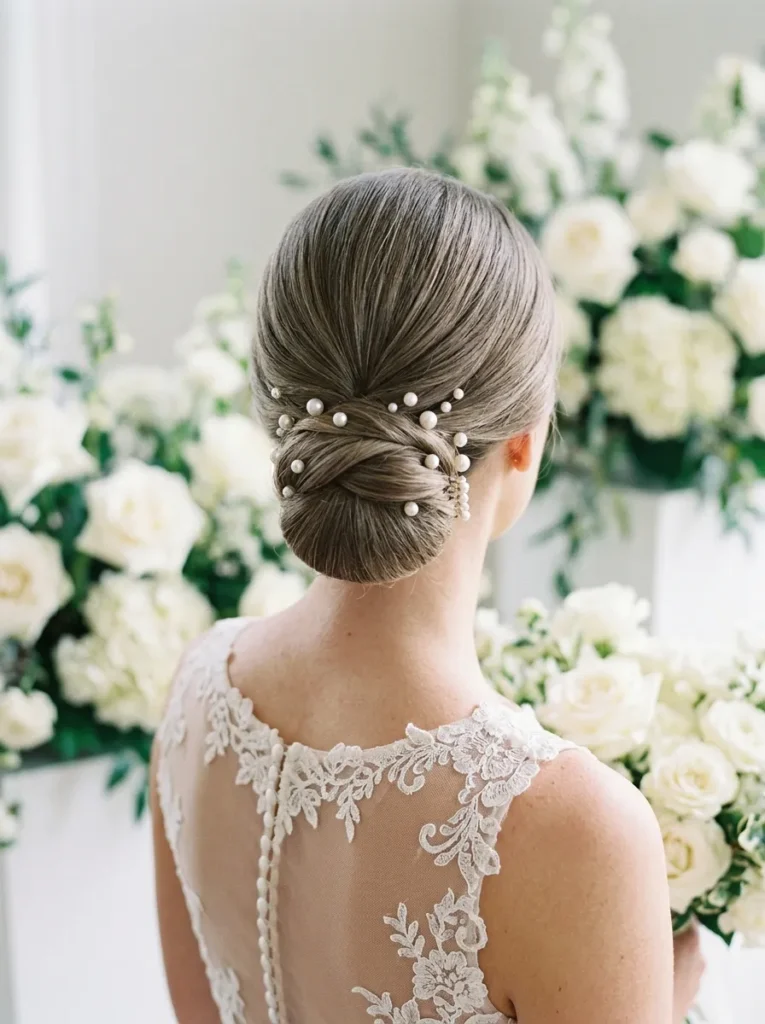 Pearl-Accented Low Bun