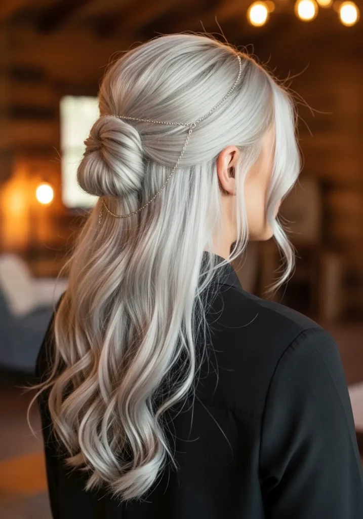 platinum half-up style 