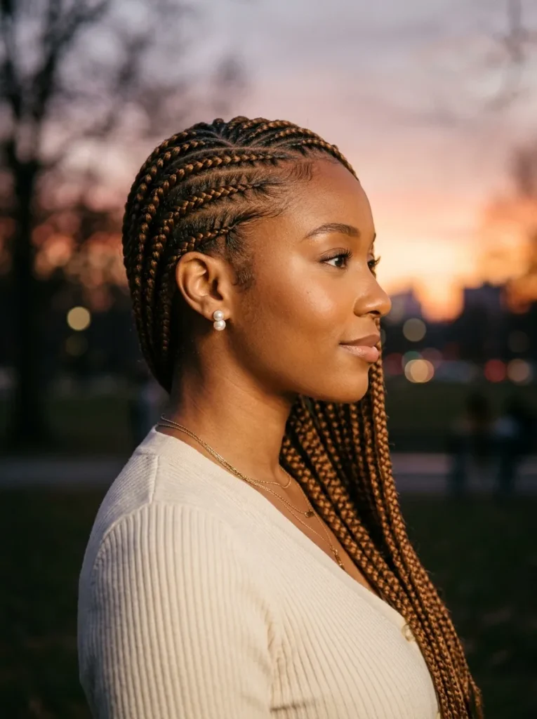 Side-Swept Cornrows
