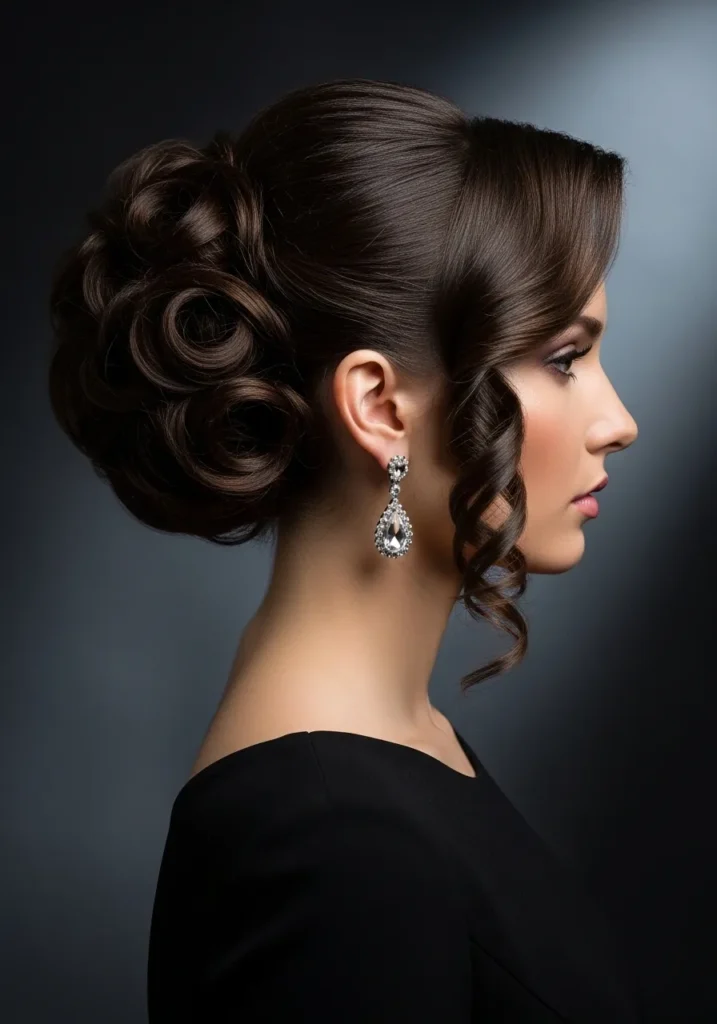 Side Swept Curly Updo