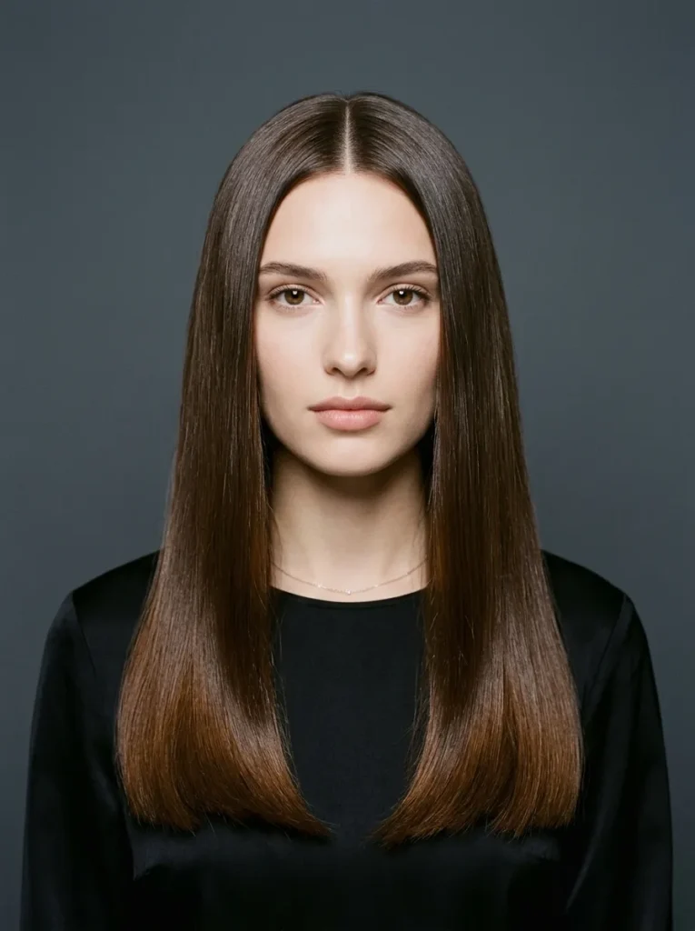 Sleek Center-Part Blow