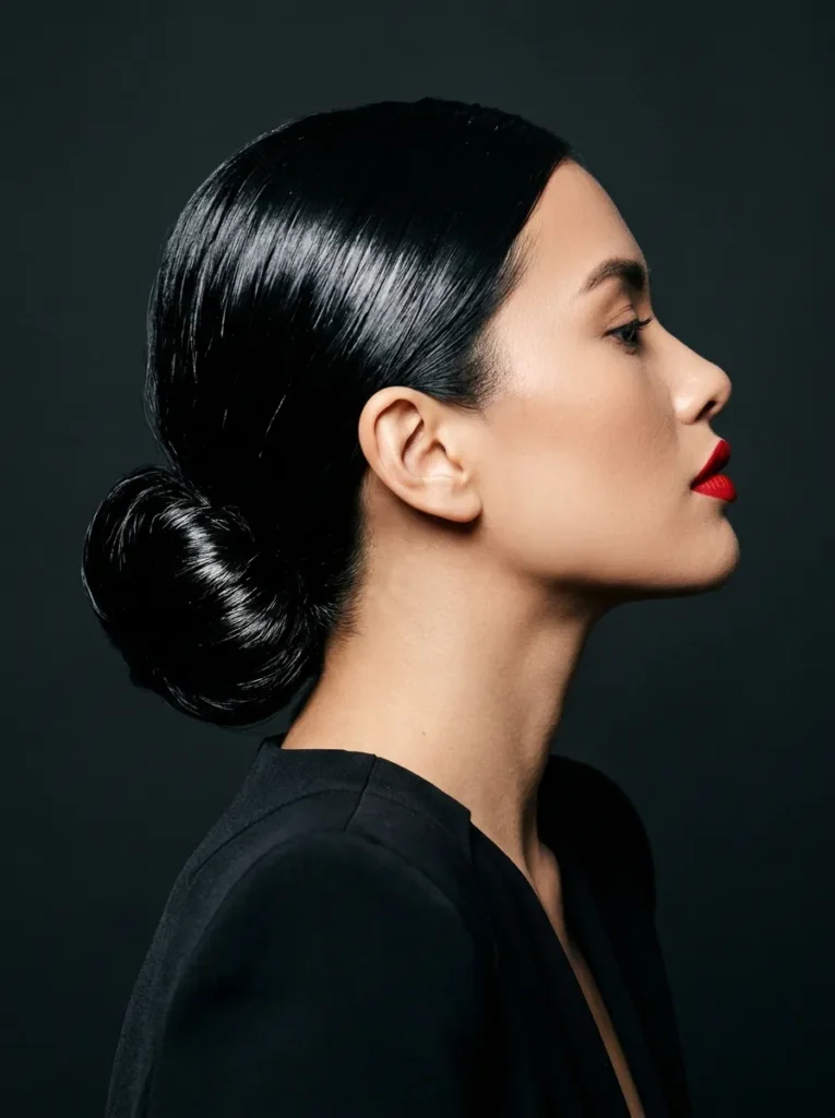 Sleek Wet-Look Bun