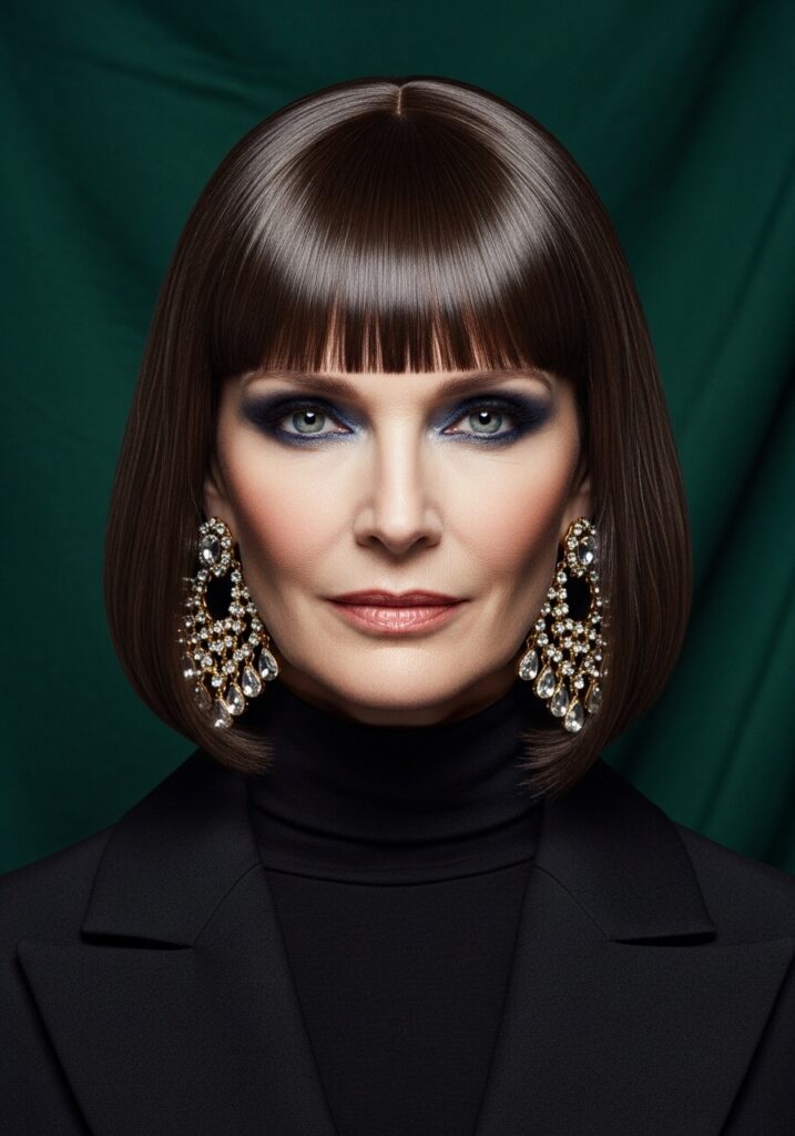 Sleek Bob with Statement Earrings