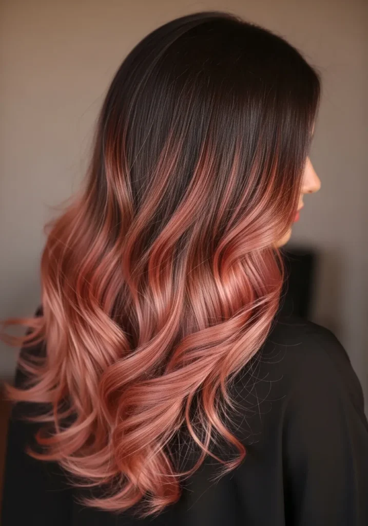 Strawberry Blonde Balayage on Dark Hair