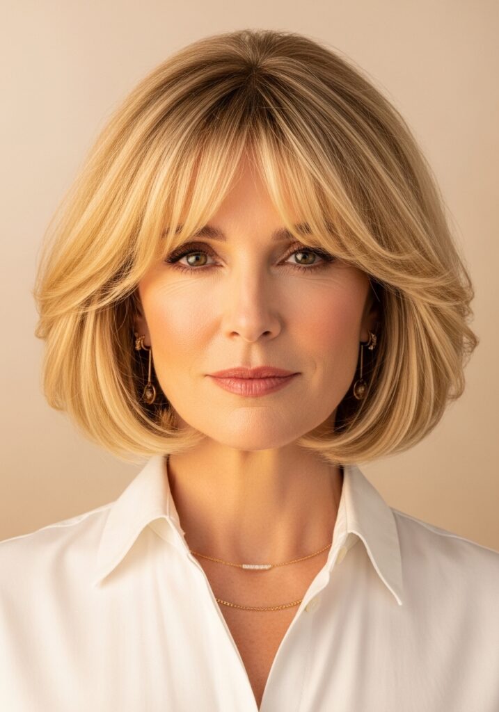 Voluminous Bob with Curtain Bangs