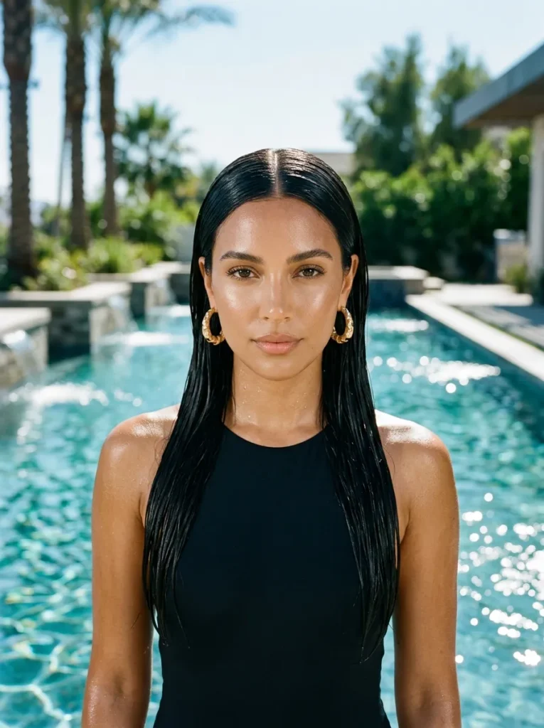 Wet Slick Middle Part