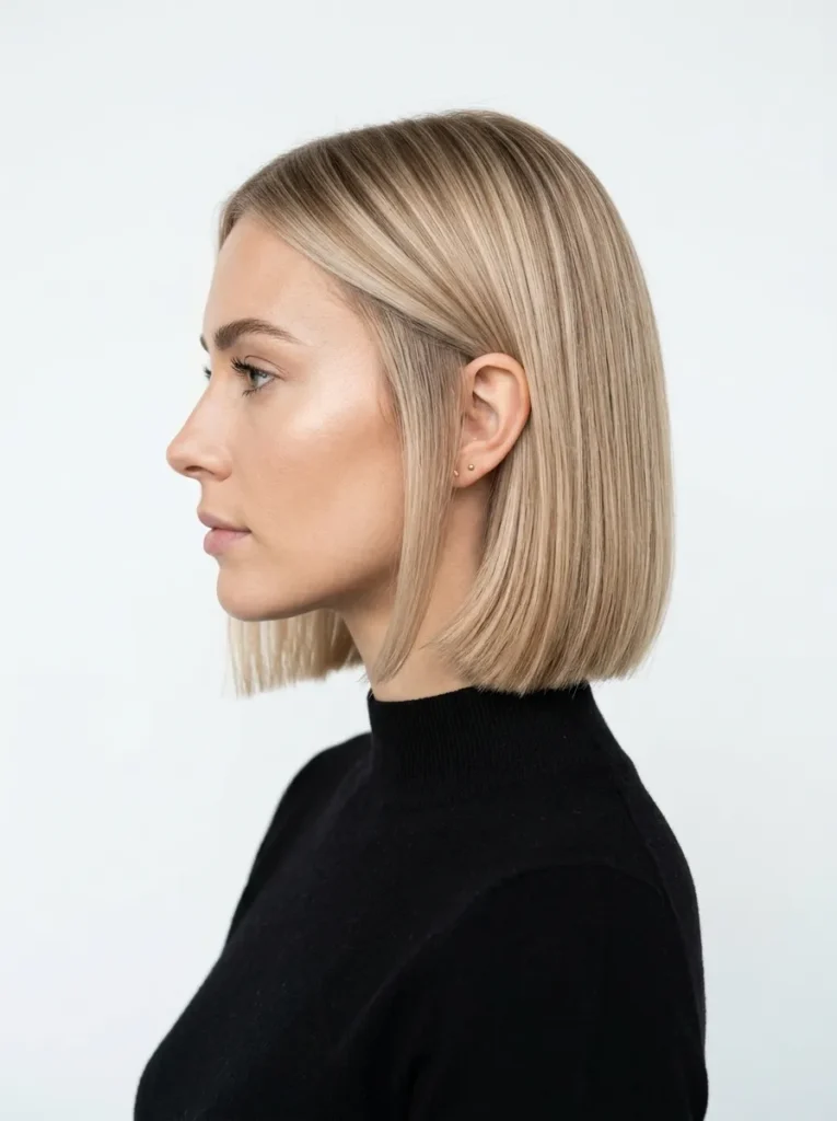Champagne Blonde French Bob